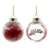 Transparent Christmas tree ball ornament with red filling 8cm