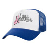 Adult Structured Trucker Hat, with Mesh, WHITE/BLUE (100% COTTON, ADULT, UNISEX, ONE SIZE)