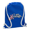Backpack pouch GYMBAG Blue, with pocket (40x48cm) & thick cords