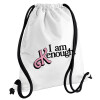 Backpack pouch GYMBAG white, with pocket (40x48cm) & thick cords