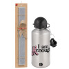Easter Set, metallic silver aluminum water bottle (500ml) & aromatic flat Easter candle (30cm) (GRAY)