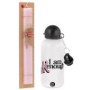 Easter Set, metallic aluminum bottle (500ml) & aromatic flat Easter candle (30cm) (PINK)