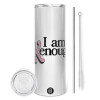 Tumbler stainless steel 600ml, with metal straw & cleaning brush