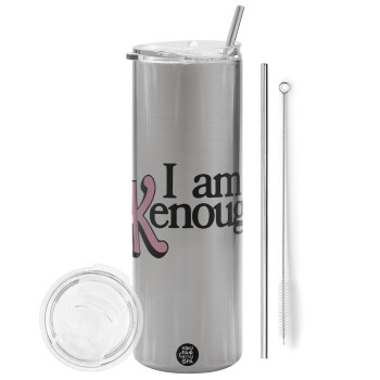 Barbie, i am Kenough, Eco friendly stainless steel Silver tumbler 600ml, with metal straw & cleaning brush