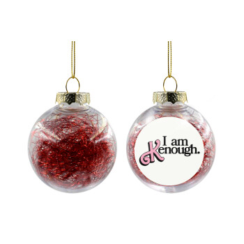 Barbie, i am Kenough, Χριστουγεννιάτικη μπάλα δένδρου διάφανη με κόκκινο γέμισμα 8cm