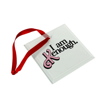 Barbie, i am Kenough, Στολίδι Χριστουγεννιάτικο στολίδι γυάλινο τετράγωνο 9x9cm