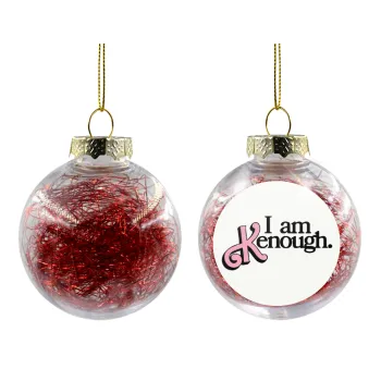 Barbie, i am Kenough, Transparent Christmas tree ball ornament with red filling 8cm