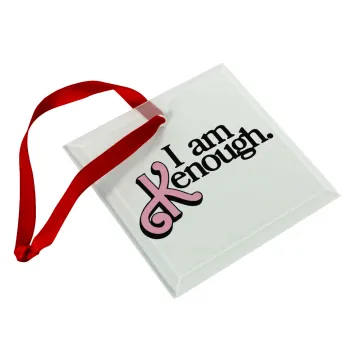 Barbie, i am Kenough, Christmas ornament, glass square ornament 9x9cm