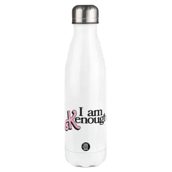 Barbie, i am Kenough, Μεταλλικό παγούρι θερμός Λευκό (Stainless steel), διπλού τοιχώματος, 500ml