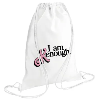 Barbie, i am Kenough, Τσάντα πλάτης πουγκί GYMBAG λευκή (28x40cm)