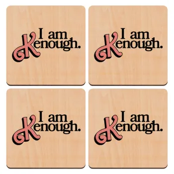 Barbie, i am Kenough, ΣΕΤ x4 Σουβέρ ξύλινα τετράγωνα plywood (9cm)