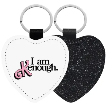 Barbie, i am Kenough, Μπρελόκ PU δερμάτινο glitter καρδιά ΜΑΥΡΟ
