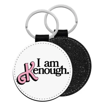 Barbie, i am Kenough, Μπρελόκ Δερματίνη, στρογγυλό ΜΑΥΡΟ (5cm)