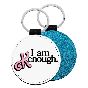 Barbie, i am Kenough, Μπρελόκ Δερματίνη, στρογγυλό ΜΠΛΕ (5cm)