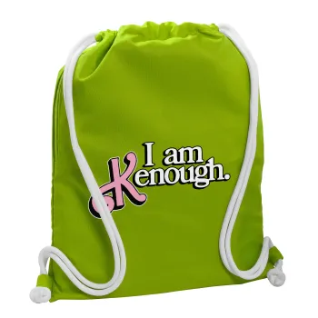 Barbie, i am Kenough, Τσάντα πλάτης πουγκί GYMBAG LIME GREEN, με τσέπη (40x48cm) & χονδρά κορδόνια