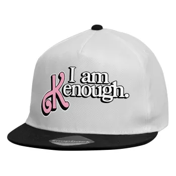 Barbie, i am Kenough, Καπέλο παιδικό Flat Snapback, Λευκό (100% ΒΑΜΒΑΚΕΡΟ, ΠΑΙΔΙΚΟ, UNISEX, ONE SIZE)