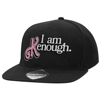 Barbie, i am Kenough, Καπέλο Ενηλίκων Flat Snapback Μαύρο, (100% ΒΑΜΒΑΚΕΡΟ TWILL, ΕΝΗΛΙΚΩΝ, UNISEX, ONE SIZE)