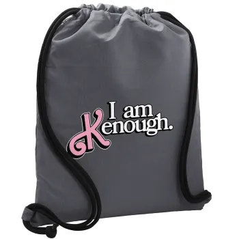 Barbie, i am Kenough, Τσάντα πλάτης πουγκί GYMBAG ΓΚΡΙ, με τσέπη (40x48cm) & χονδρά κορδόνια