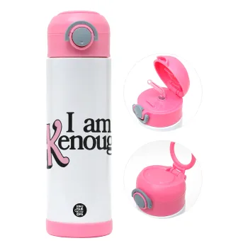 Barbie, i am Kenough, Παιδικό παγούρι θερμό, ανοξείδωτο, με καλαμάκι ασφαλείας, ΡΟΖ (500ml)