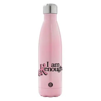 Barbie, i am Kenough, Μεταλλικό παγούρι θερμός Ροζ Ιριδίζον (Stainless steel), διπλού τοιχώματος, 500ml