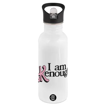 Barbie, i am Kenough, White water bottle with straw, stainless steel 600ml