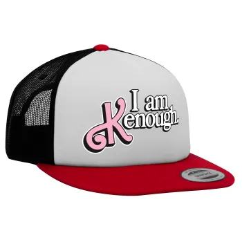 Barbie, i am Kenough, Adult Foam Flat Snapback with Mesh Red-White-Black (POLYESTER, ADULT, UNISEX, ONE SIZE)
