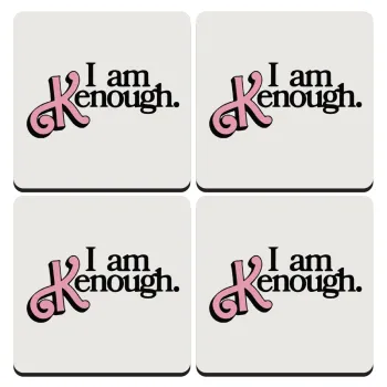 Barbie, i am Kenough, ΣΕΤ 4 Σουβέρ ξύλινα τετράγωνα (9cm)