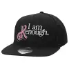 Adult Flat Snapback Hat Black, (100% COTTON TWILL, ADULT, UNISEX, ONE SIZE)