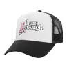 Adult Structured Trucker Hat, with Mesh, WHITE/BLACK (100% COTTON, ADULT, UNISEX, ONE SIZE)