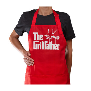 The Grill Father, Ποδιά Μακριά Σεφ ολόσωμη με τσέπες Κόκκινη (ΕΝΗΛΙΚΩΝ)