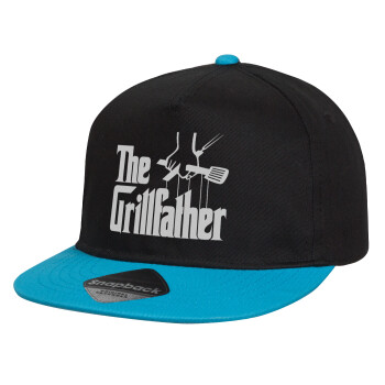 The Grill Father, Καπέλο παιδικό Flat Snapback, Μαύρο/Μπλε (100% ΒΑΜΒΑΚΕΡΟ, ΠΑΙΔΙΚΟ, UNISEX, ONE SIZE)