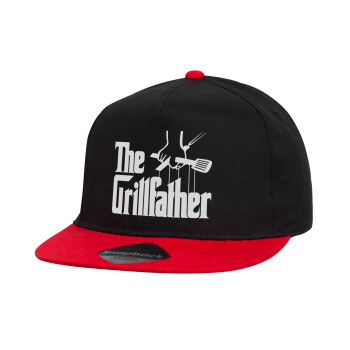 The Grill Father, Καπέλο παιδικό Flat Snapback, Μαύρο/Κόκκινο (100% ΒΑΜΒΑΚΕΡΟ, ΠΑΙΔΙΚΟ, UNISEX, ONE SIZE)