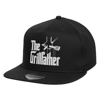 The Grill Father, Καπέλο παιδικό Flat Snapback, Μαύρο (100% ΒΑΜΒΑΚΕΡΟ, ΠΑΙΔΙΚΟ, UNISEX, ONE SIZE)