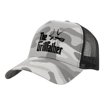 The Grill Father, Καπέλο Ενηλίκων Structured Trucker, με Δίχτυ, (παραλλαγή) Army Camo (100% ΒΑΜΒΑΚΕΡΟ, ΕΝΗΛΙΚΩΝ, UNISEX, ONE SIZE)