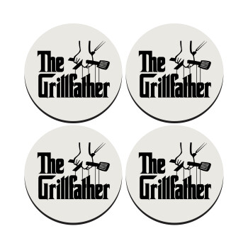 The Grill Father, SET of 4 round wooden coasters (9cm)
