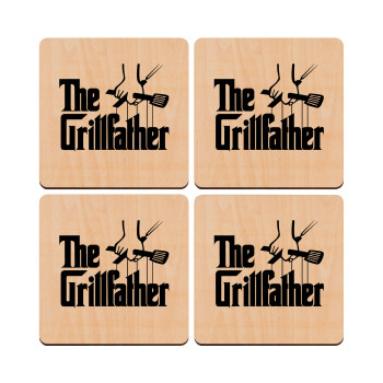 The Grill Father, ΣΕΤ x4 Σουβέρ ξύλινα τετράγωνα plywood (9cm)