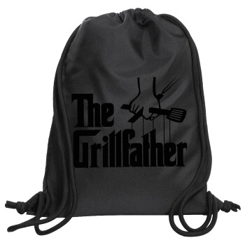 The Grill Father, Τσάντα πλάτης πουγκί GYMBAG Μαύρη, με τσέπη (40x48cm) & χονδρά κορδόνια