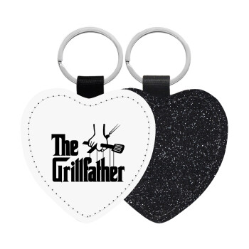 The Grill Father, Μπρελόκ PU δερμάτινο glitter καρδιά ΜΑΥΡΟ