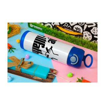 The Grill Father, Πασχαλινή Λαμπάδα με Παιδικό παγούρι θερμό, ανοξείδωτο, με καλαμάκι ασφαλείας, ΜΠΛΕ (500ml)