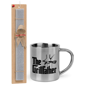 The Grill Father, Easter Set, metallic thermal cup (300ml) & Easter aromatic flat candle (30cm) (GRAY)