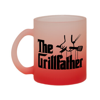 The Grill Father, Κούπα γυάλινη δίχρωμη με βάση το κόκκινο ματ, 330ml