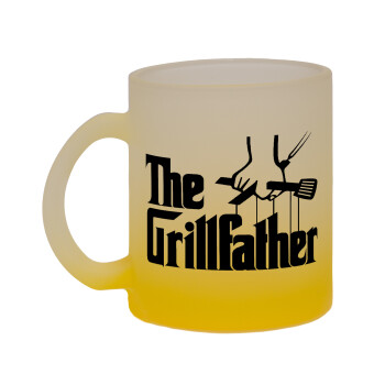 The Grill Father, Κούπα γυάλινη δίχρωμη με βάση το κίτρινο ματ, 330ml