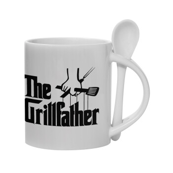 The Grill Father, Ceramic coffee mug with Spoon, 330ml (1pcs)