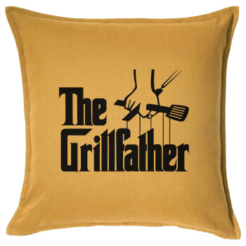 The Grill Father, Μαξιλάρι καναπέ Κίτρινο 100% βαμβάκι, περιέχεται το γέμισμα (50x50cm)