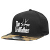 Adult Flat Snapback Hat Black/Camouflage, (100% COTTON TWILL, ADULT, UNISEX, ONE SIZE)