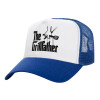 Adult Structured Trucker Hat, with Mesh, WHITE/BLUE (100% COTTON, ADULT, UNISEX, ONE SIZE)