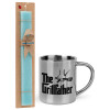Easter Set, metallic thermal cup (300ml) & aromatic flat Easter candle (30cm) (TURQUOISE)
