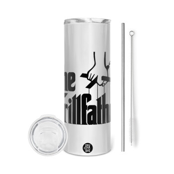 The Grill Father, Eco friendly stainless steel tumbler 600ml, with metal straw & cleaning brush