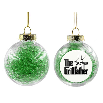 The Grill Father, Transparent Christmas tree ball ornament with green filling 8cm