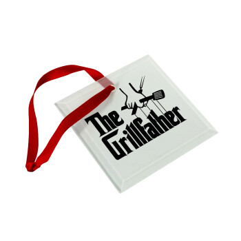 The Grill Father, Christmas ornament, glass square ornament 9x9cm
